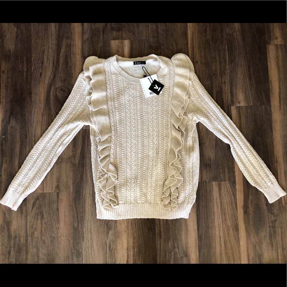 VICI Cream/Ivory Ruffled Sweater